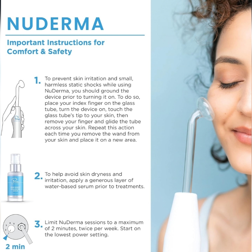 NuDerma Portable Handheld Skin Therapy Wand Machine w/Neon – Anti-Aging - Picture 6 of 7